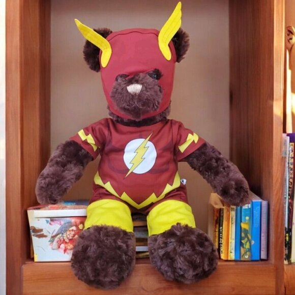 Brown Build-A-Bear Stuffed Animal Plush The Flash Outfit Wired Arms Sound JL - Picture 1 of 13